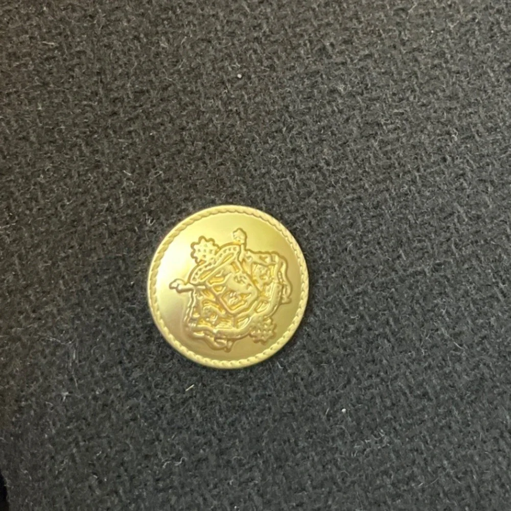 J.Crew‎ Black Stadium Cloth Wool Cocoon Coat Italian Fabric Gold Buttons Size 2 - Picture 10 of 10